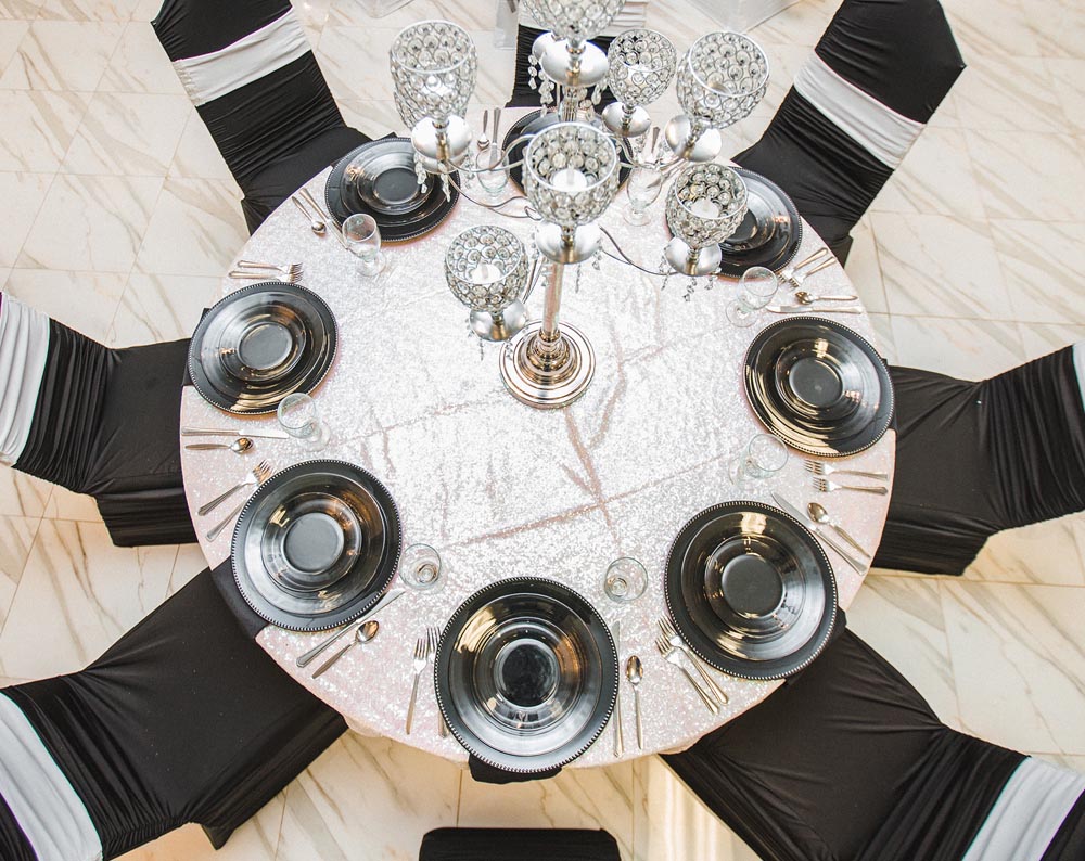 Black & White Wedding Table Setting