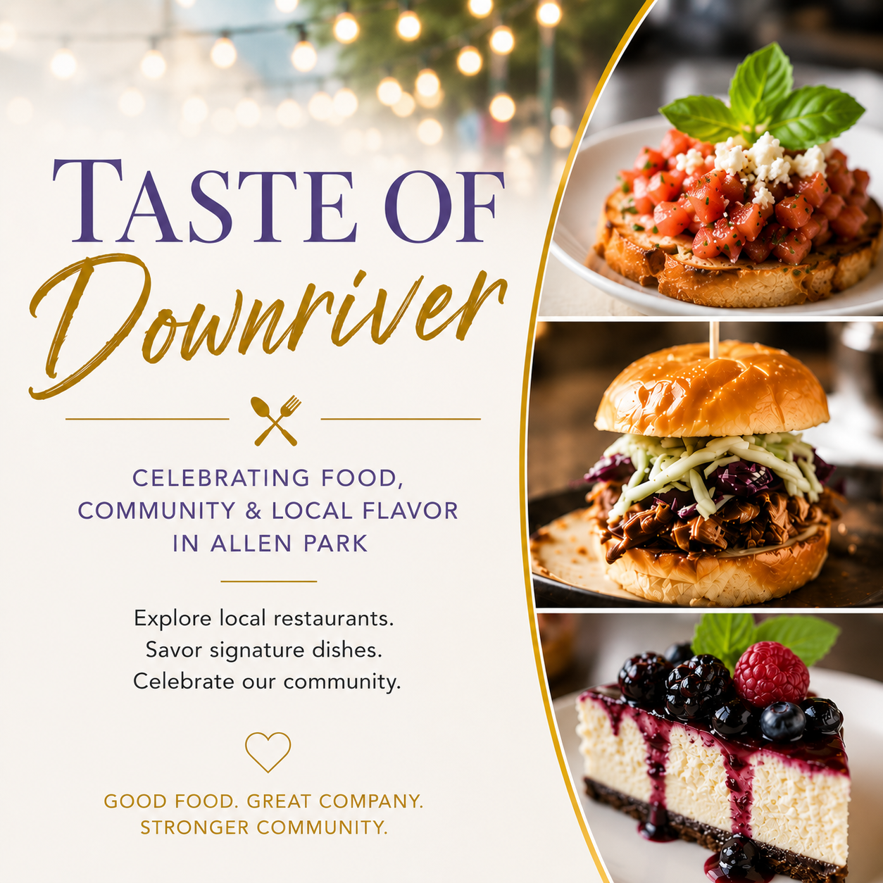 Guests enjoy local food and desserts at the Taste of Downriver community event in Downtown Allen Park, celebrating local restaurants, community connections, and Downriver flavors.